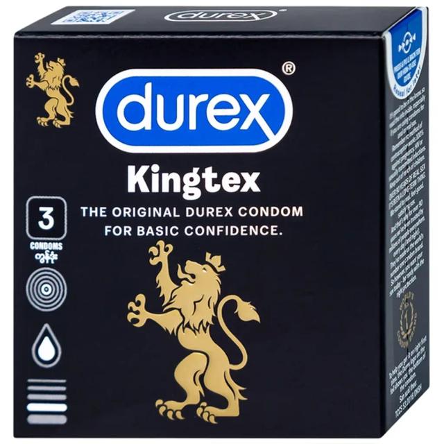 Bao cao su Durex Kingtex ôm sát, vừa vặn (49mm - Hộp 3 cái)