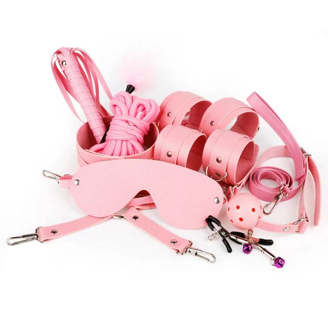 Bộ BDSM 10 Món Hồng – Bondage Kit Còng Trói & Phụ Kiện
