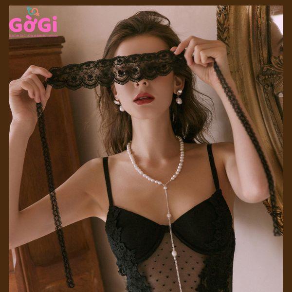 Bịch mắt ren sang trọng 2 màu đen trắng