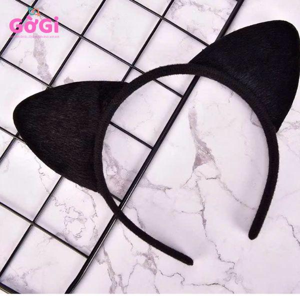 Cài tóc tay mèo màu đen lông nhung cosplay