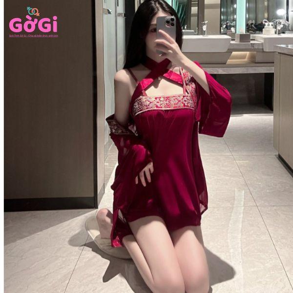 Đồ ngủ sexy cổ trang xuyên thấu kiểu áo choàng
