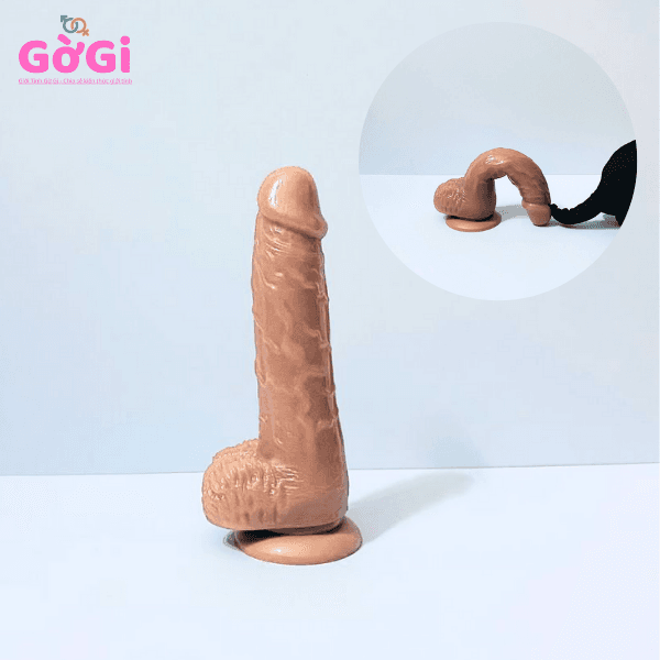 Dương vật giả mềm màu da nâu dạng cốc hít thủ dâm dành cho nữ