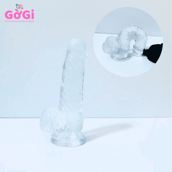 Dương vật giả pha lê mềm mại nhỏ và trung bình