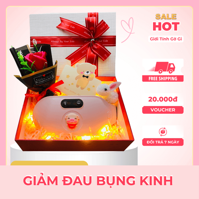 (Hộp Quà Tặng) Máy massage bụng kinh cao cấp, massage bụng, sưởi ấm giảm đau bụng kinh hình con heo siêu dễ thương