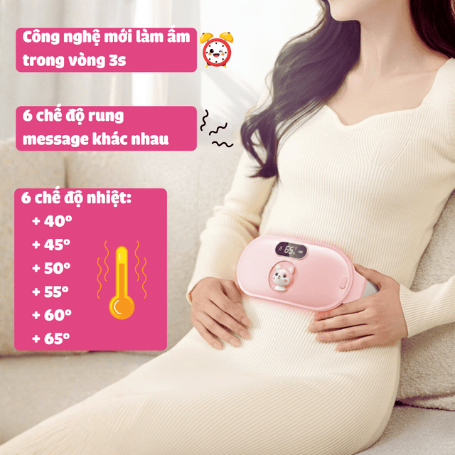 (Hộp Quà Tặng) Máy massage bụng kinh cao cấp, massage bụng, sưởi ấm giảm đau bụng kinh hình con heo siêu dễ thương
