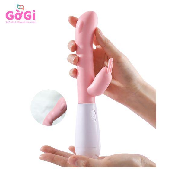 Máy rung hai đầu dùng pin tai thỏ rung mạnh mát-xa, đồ chơi tình dục cho nữ