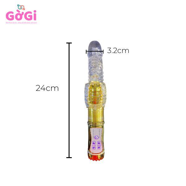 Máy rung thụt tự động và ngoáy dành cho nữ màu vàng pin sạc cao cấp