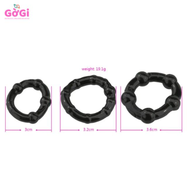 Bộ Vòng Đeo Dương Vật Co Giãn – Thiết Kế Bi Nổi Đàn Hồi Màu Đen