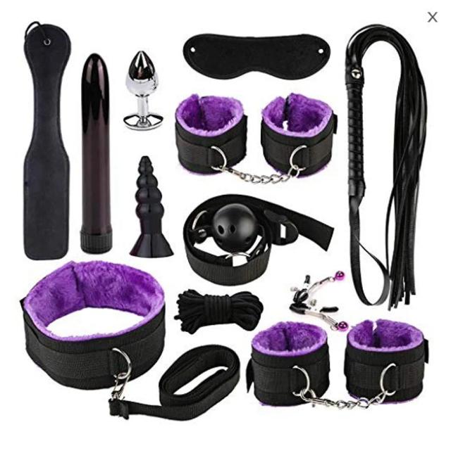 Bộ BDSM 12 Món Tím Đen Cao Cấp – Bondage Kit